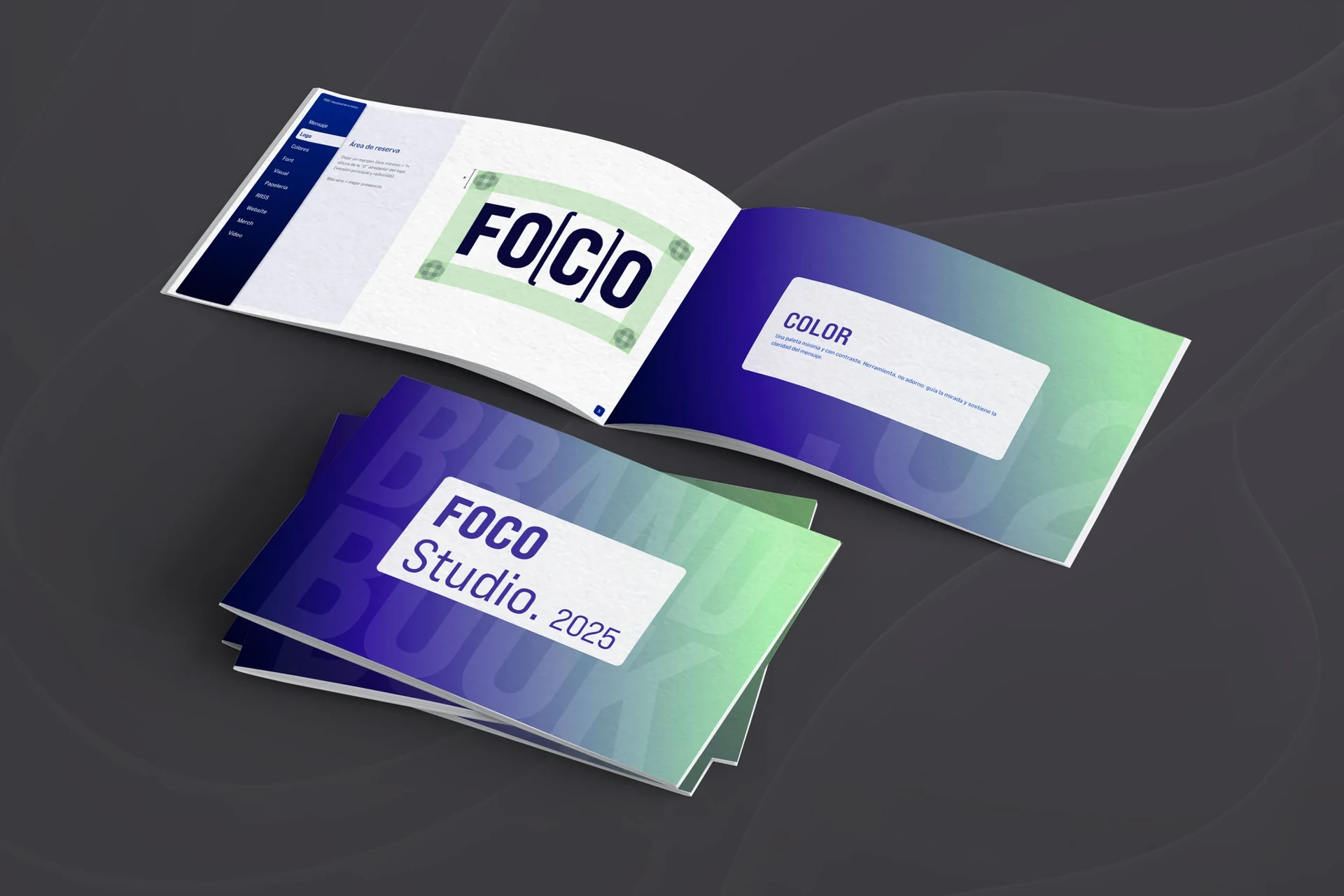 Foco Studio: manual de identidad con paleta y logotipo